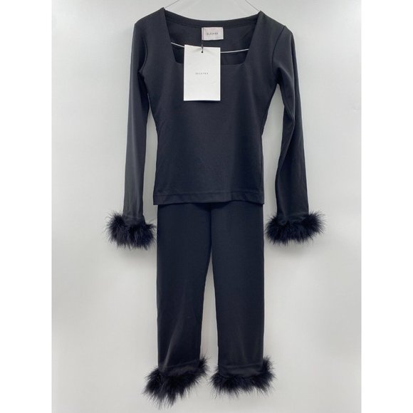 Sleeper Women’s Weekend Chic 2-piece Lounge Set Pajamas Feather Black sz XS NWT - Picture 2 of 7